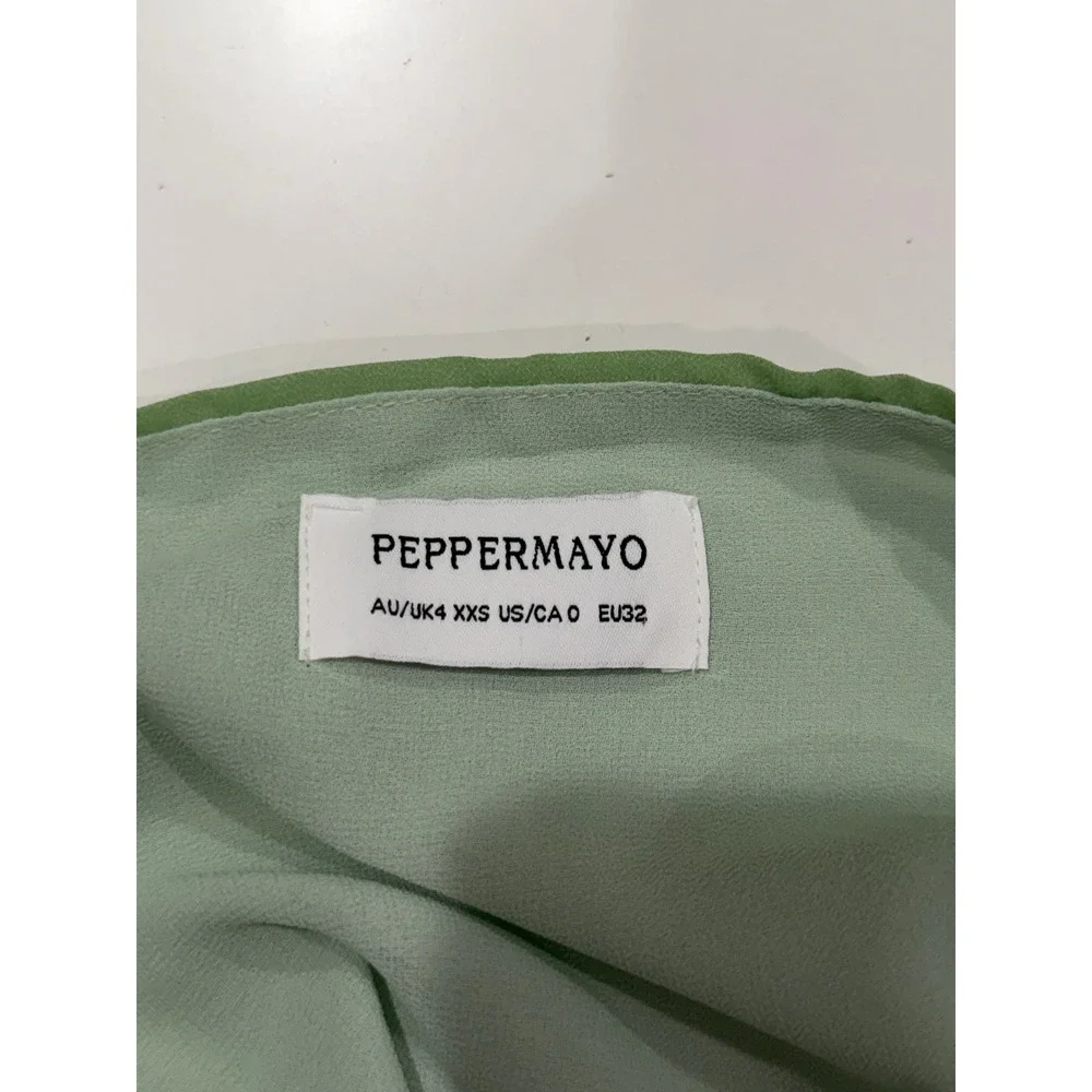 Peppermayo Green Ombre Halter Maxi Dress Cowl Neck Open Back Size 0 XXS